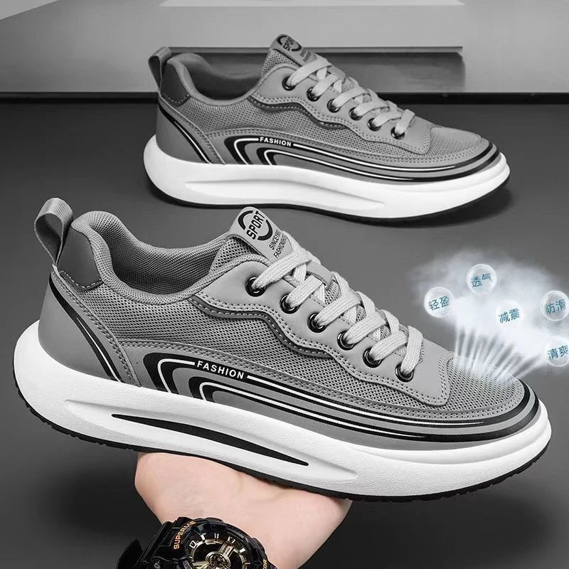 【设计师款】2025男士夏季新款网面运动休闲鞋透气轻便网布跑步鞋男