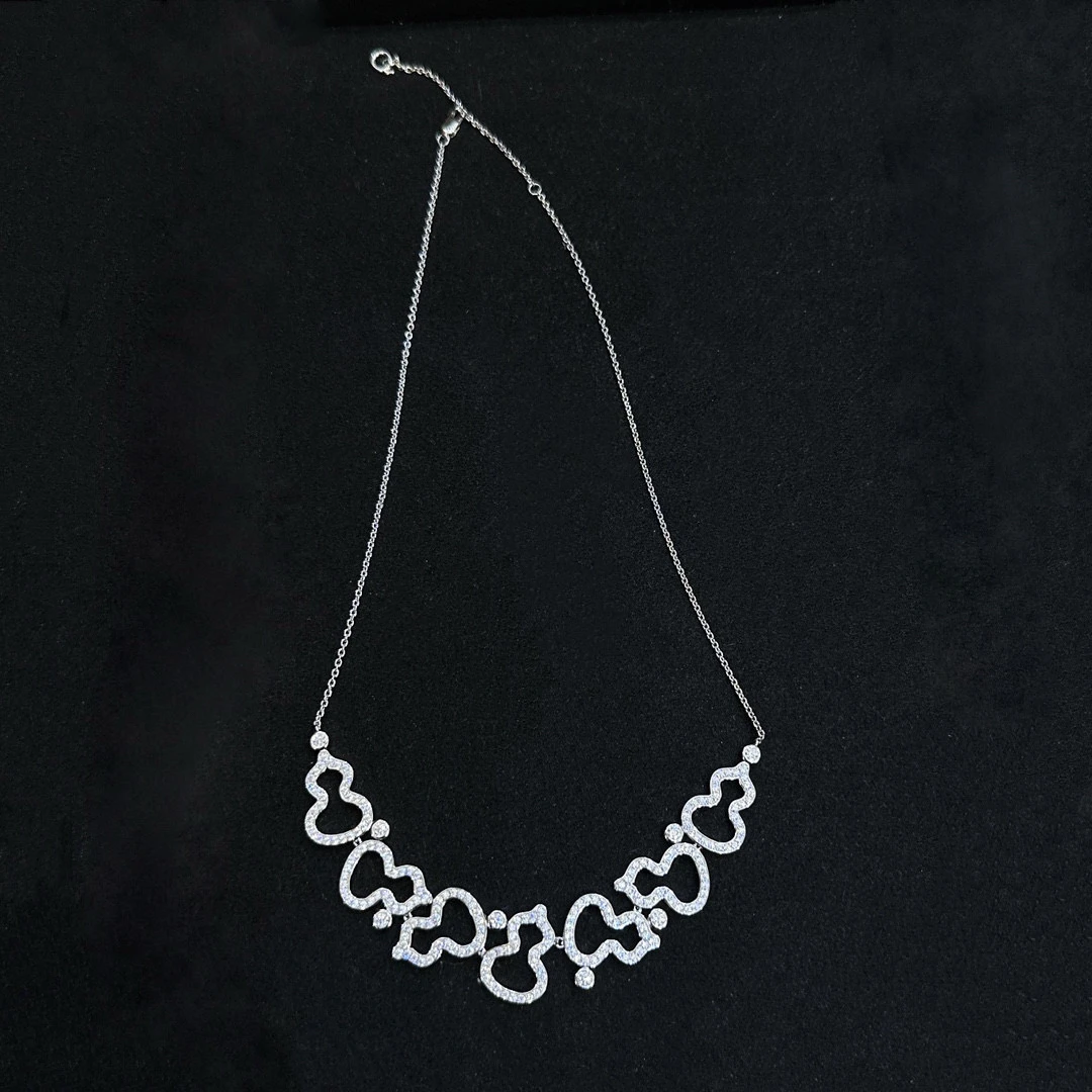 坠链均925银 S925银高端定制款7葫芦锁骨链气质精致项链高级感