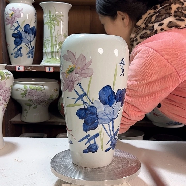 瓶大萝卜青花荷花陶瓷陶瓷新款