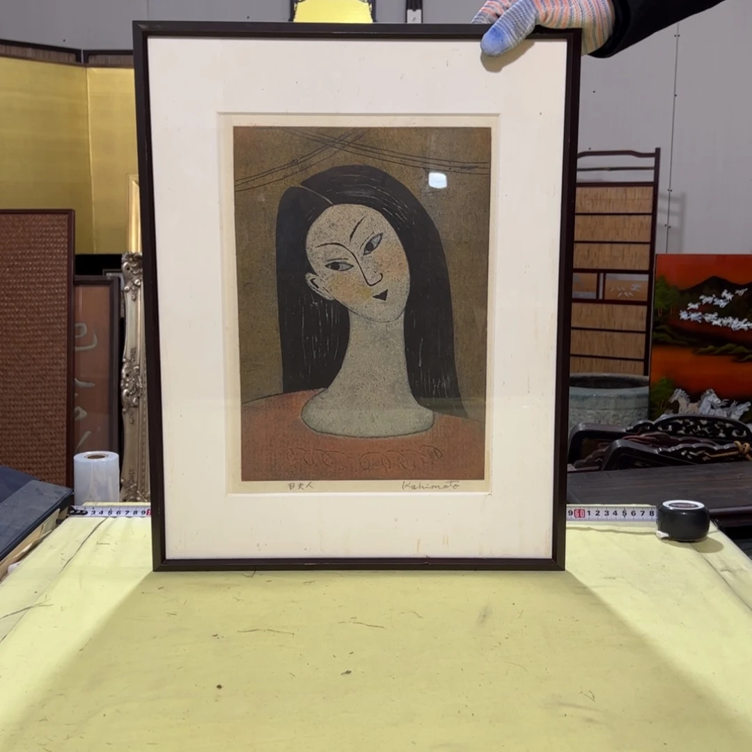 绘画赵**师屏风框画茶空间设计