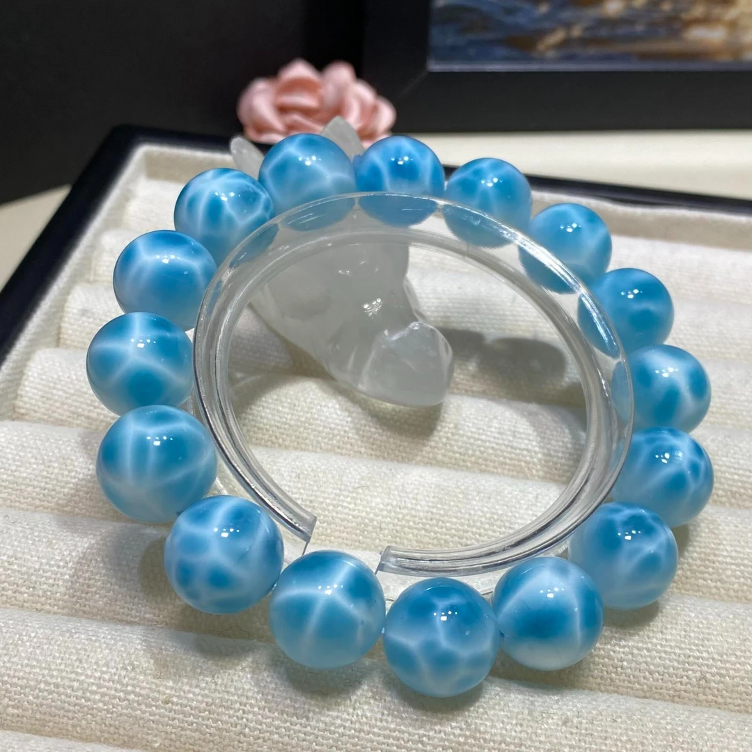 天然海纹石手链多米尼加拉利玛针钠钙石手串女款民族风多样性发一