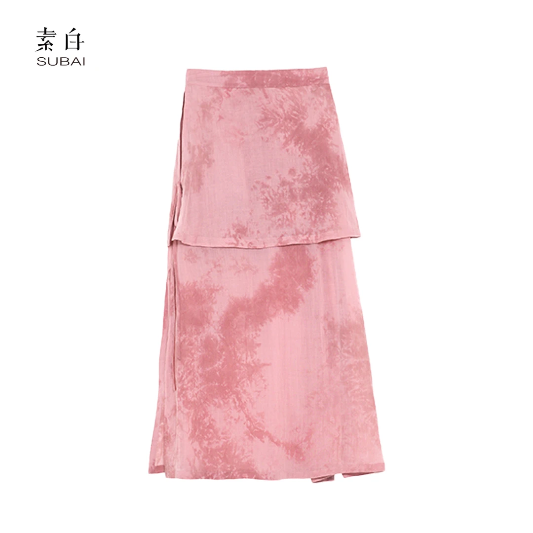 SB3230290354【素白】马乖气质时尚搭片错位女装半裙