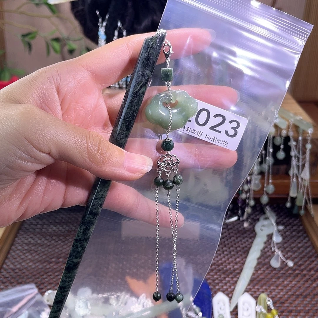 暘***暘合金蛇纹石玉发饰