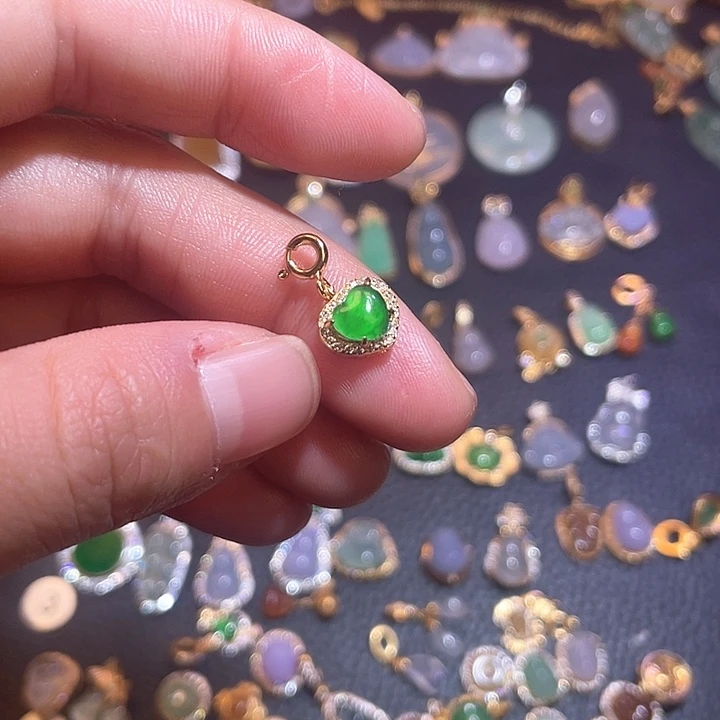 翡翠银S925镶嵌吊坠(不含链)天然翡翠