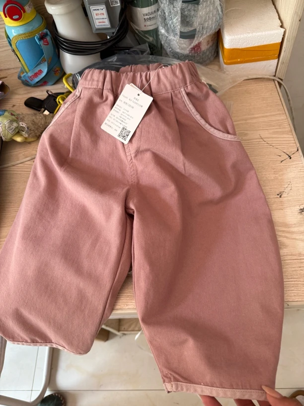 丸子家水洗儿童棉布七分裤