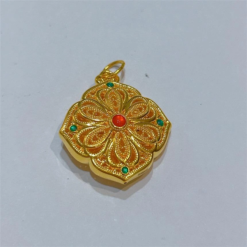 【瑶瑶专享】足金999投资金 5D硬金珐琅花丝四叶花  HJD1180