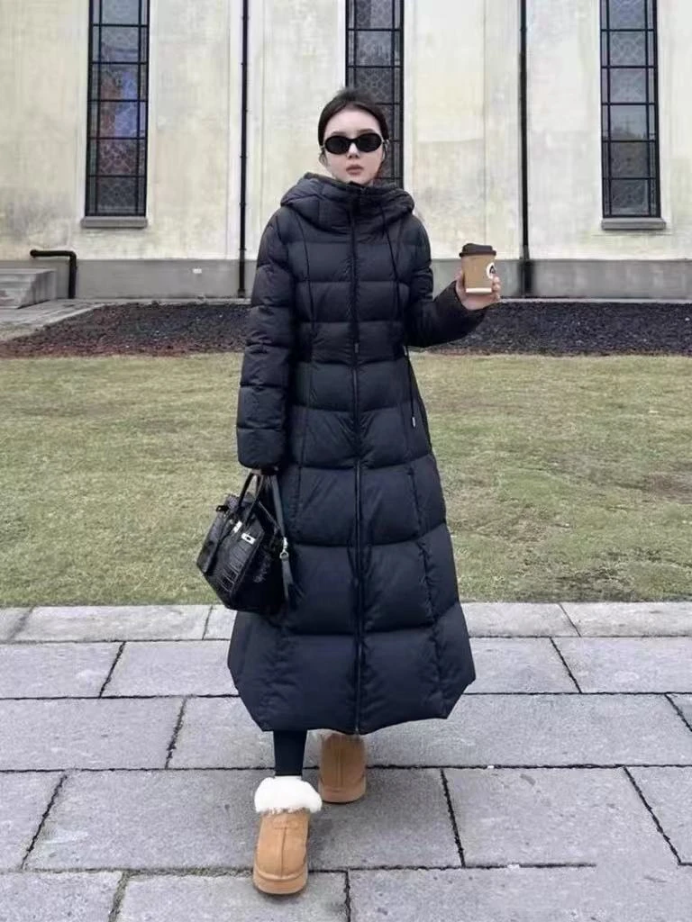 【90绒子白鹅绒】在逃公主新款过膝加厚收腰显瘦时尚羽绒服