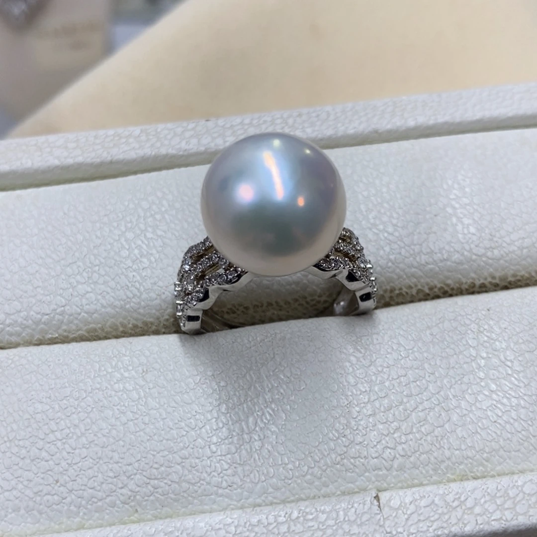 银S925镶嵌戒指淡水珍珠，链接17