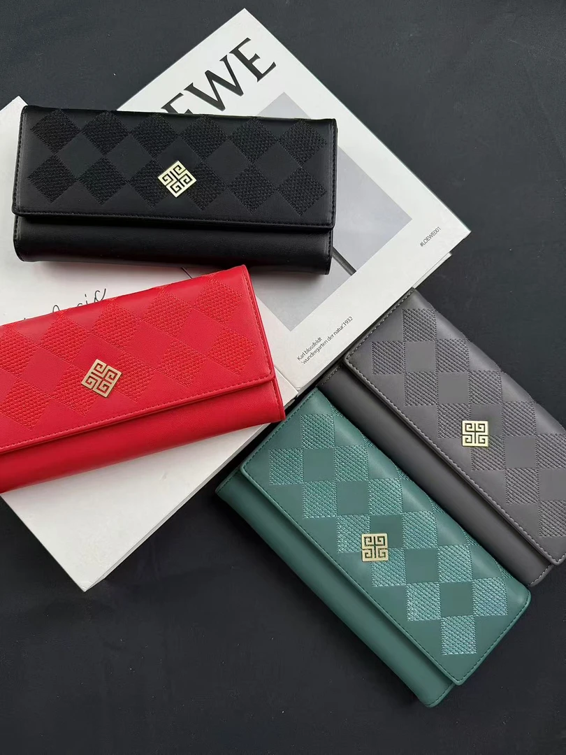 迪雅路【国风立体刺绣】大三折女士长款钱夹钱包卡包 高档时尚气质