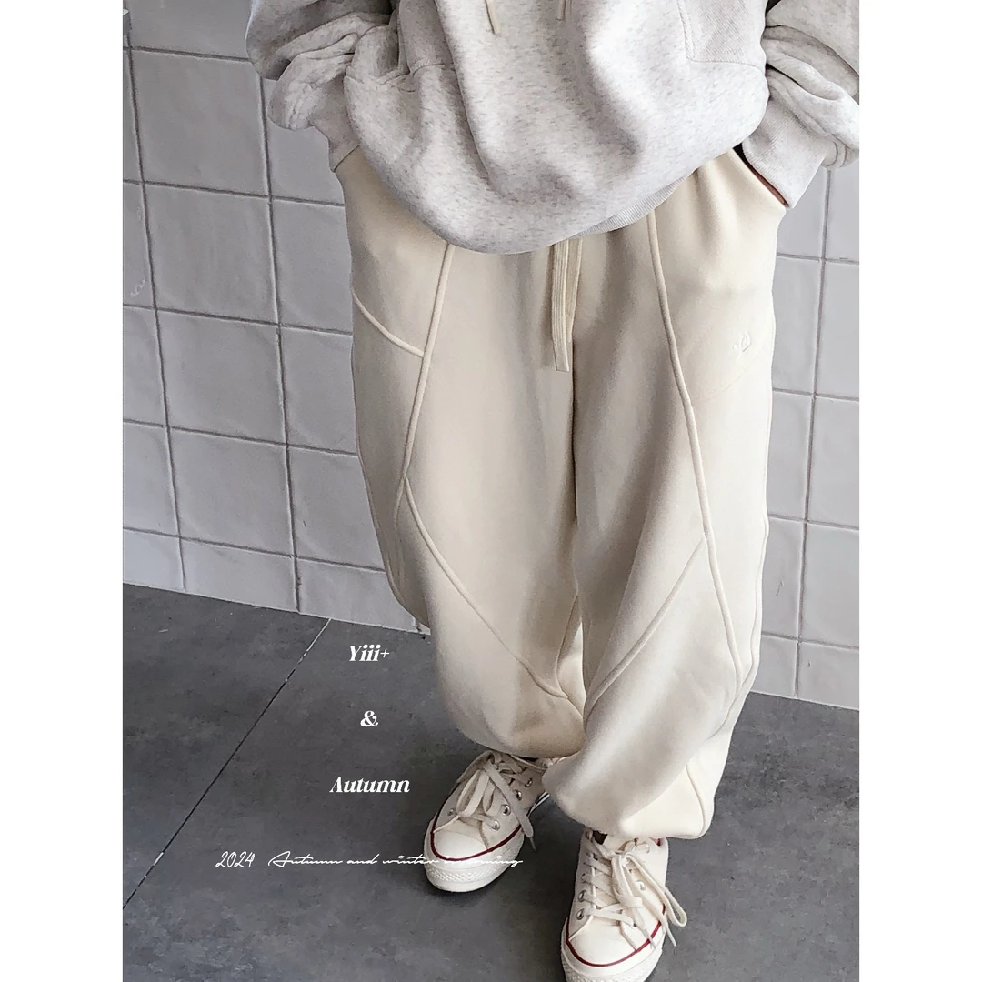 YJ403033新款儿童米色加绒卫裤