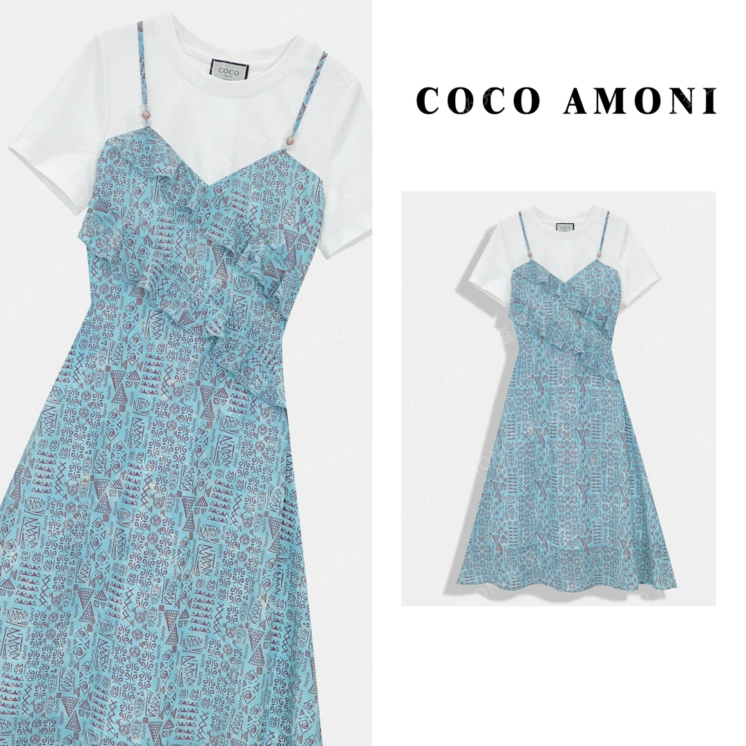 [LL]高级设计师假两件定制女装拼接减龄时尚气质显瘦连衣裙ZC787