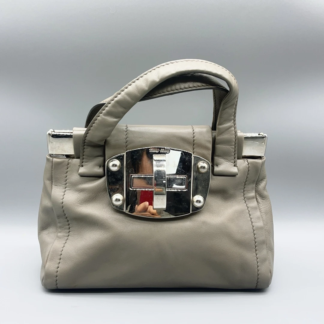 95新 MIU MIU/缪缪  大象灰手提包 1629 1638