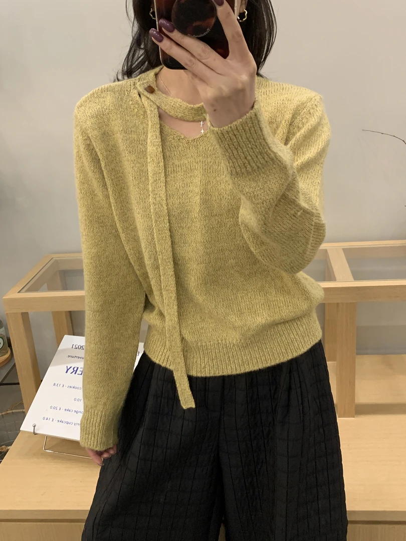 冬季针织厚款圆领女秋季毛针织衫开衫套头百搭长袖7508