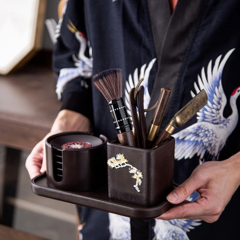 电木茶道六君子茶杯垫茶托功夫茶具配件大全茶刀茶勺夹子套装家用