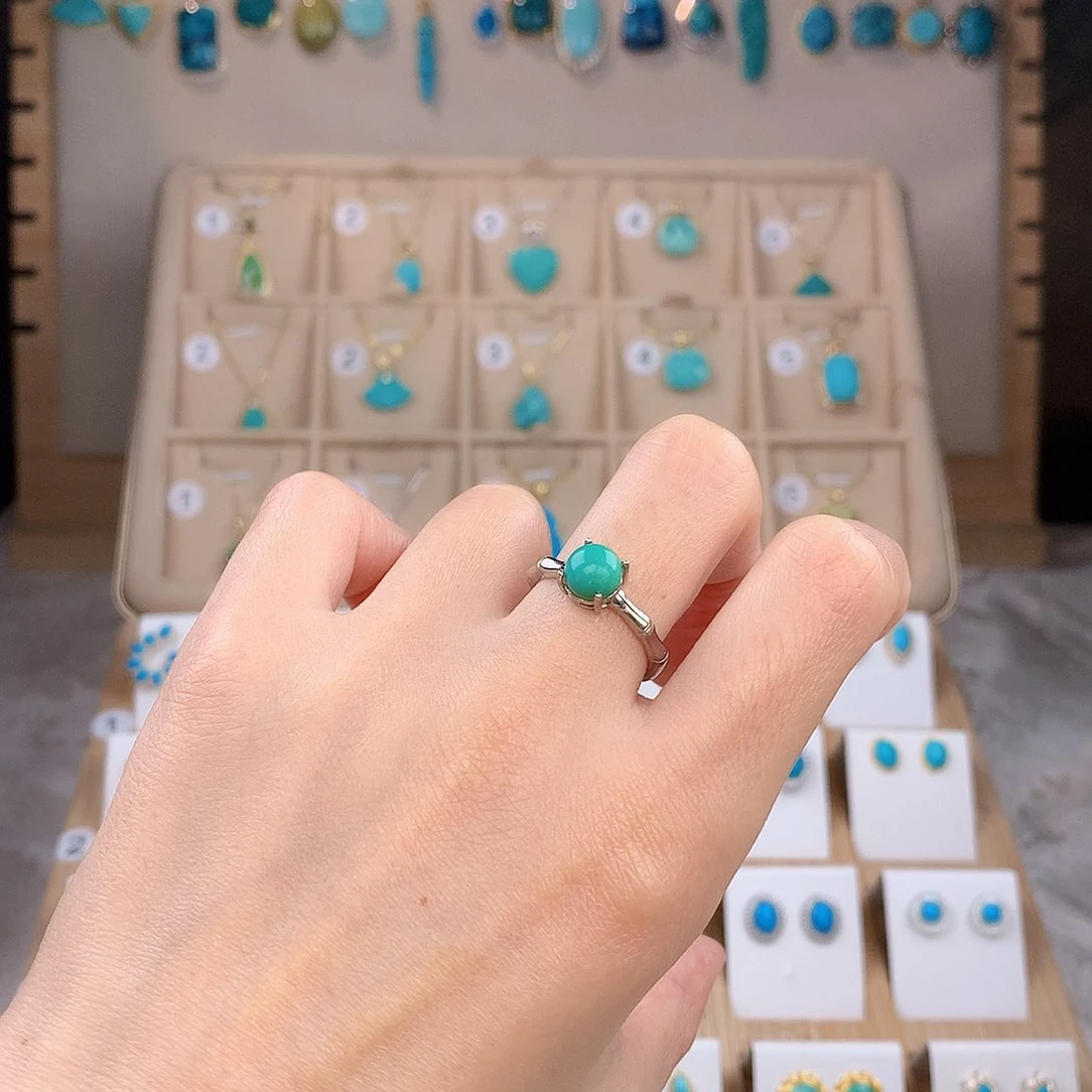 绿松石银S925镶嵌戒指