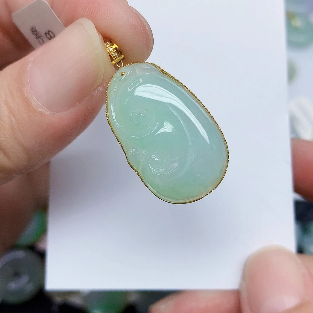 翡翠18K金镶嵌颈饰346788