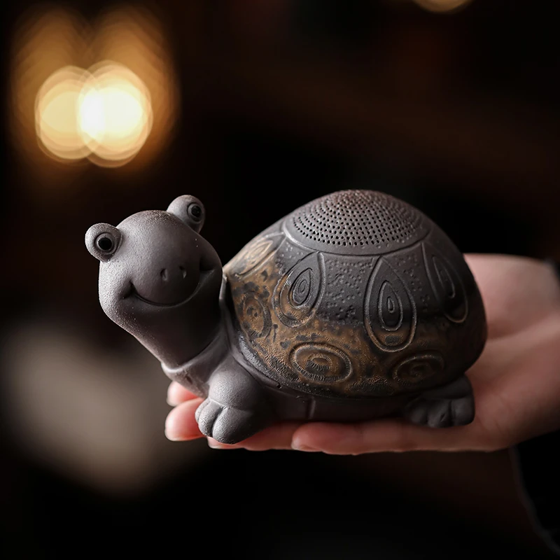 静霖 粗陶鎏金铁釉长寿乌龟茶漏复古茶宠家全瓷过滤茶器