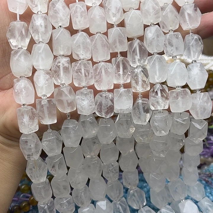 玛瑙/玉髓未镶嵌珠宝半成品一条10/15mm白水晶