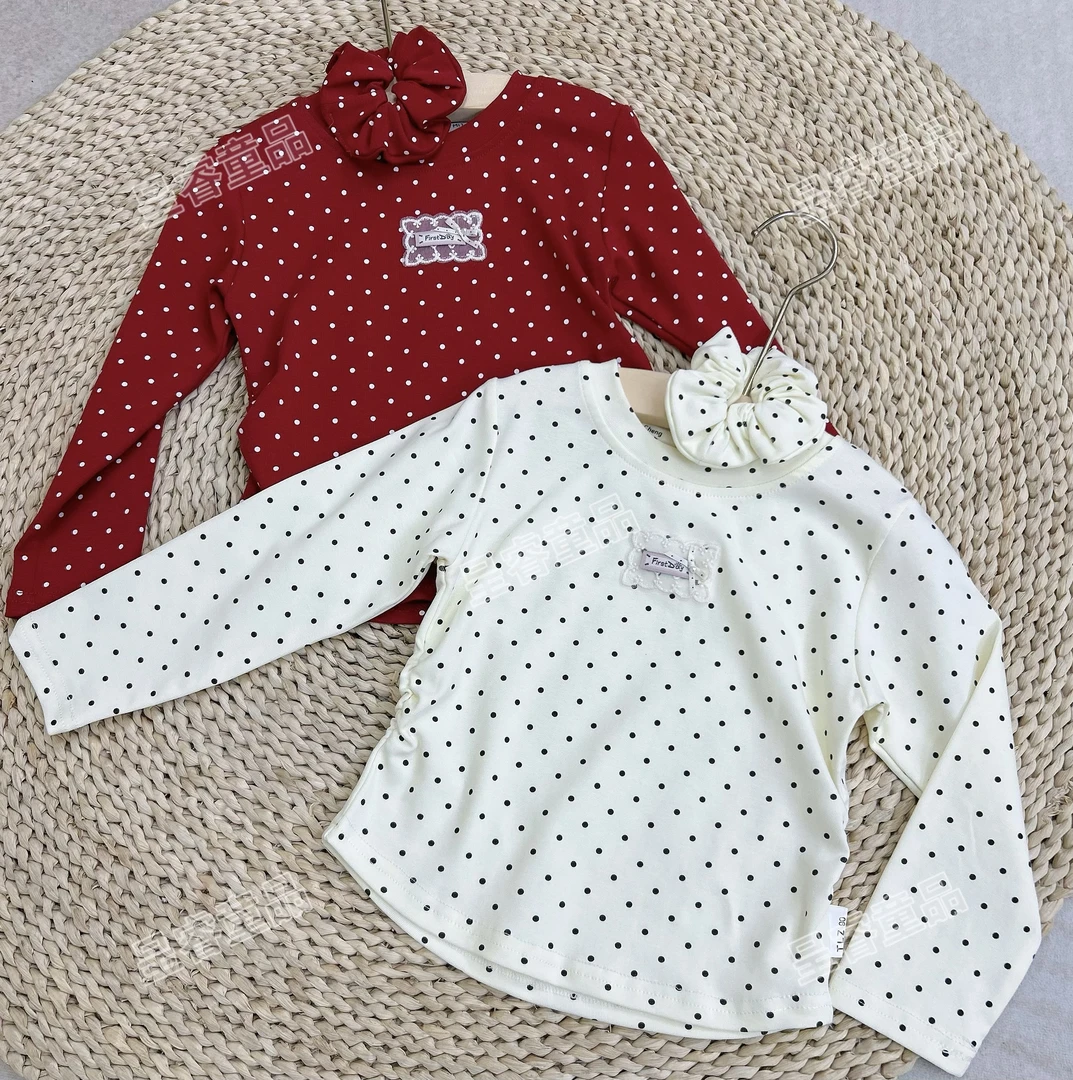 长袖宽松女百搭法式波点森系T恤韩版春秋女童秋季