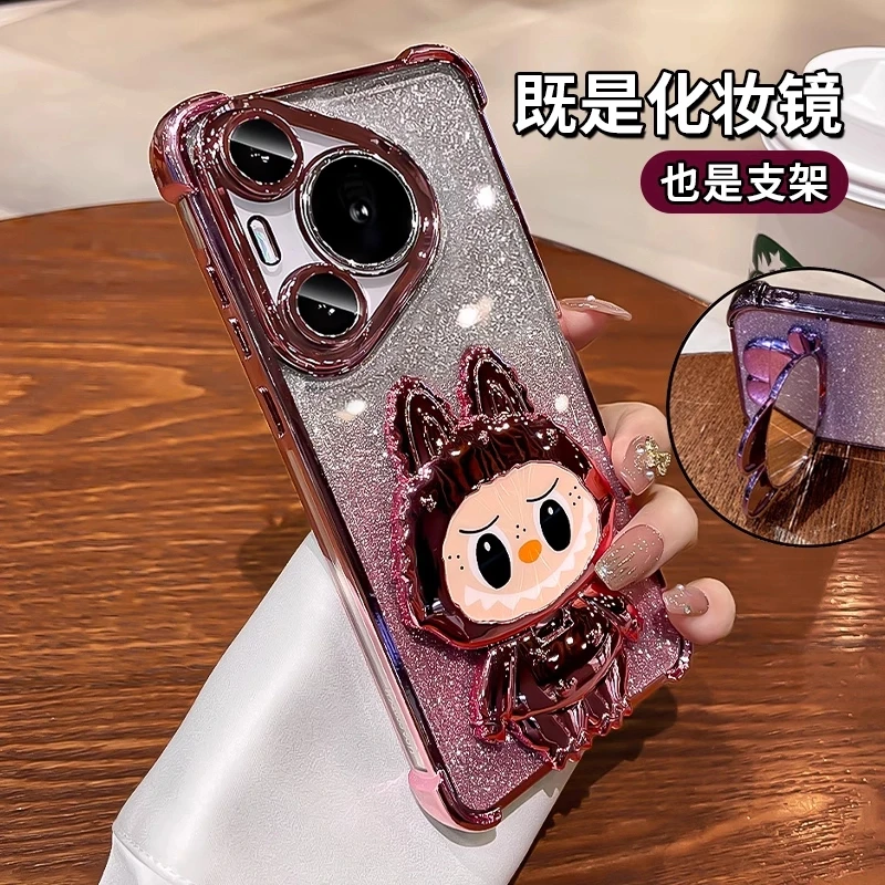镜子支架适用华为pura70pro手机壳p70四角防摔保护套可爱女