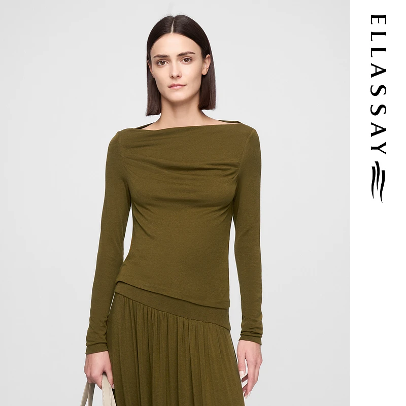 歌力思2025新款法式优雅褶裥浪漫柔美针织衫女EWE361C05100