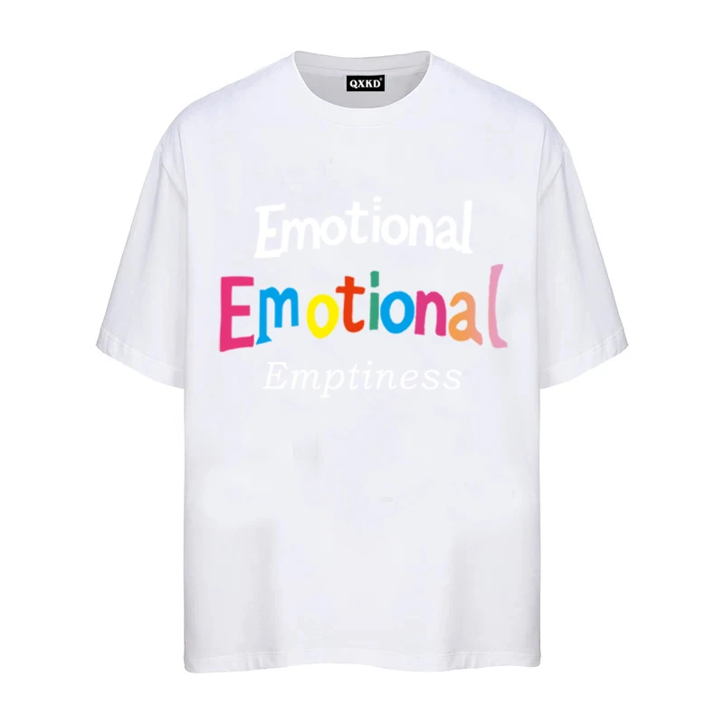 QXKD 25SS 彩虹字体发泡印花300g重磅圆领短袖 夏季美式T恤