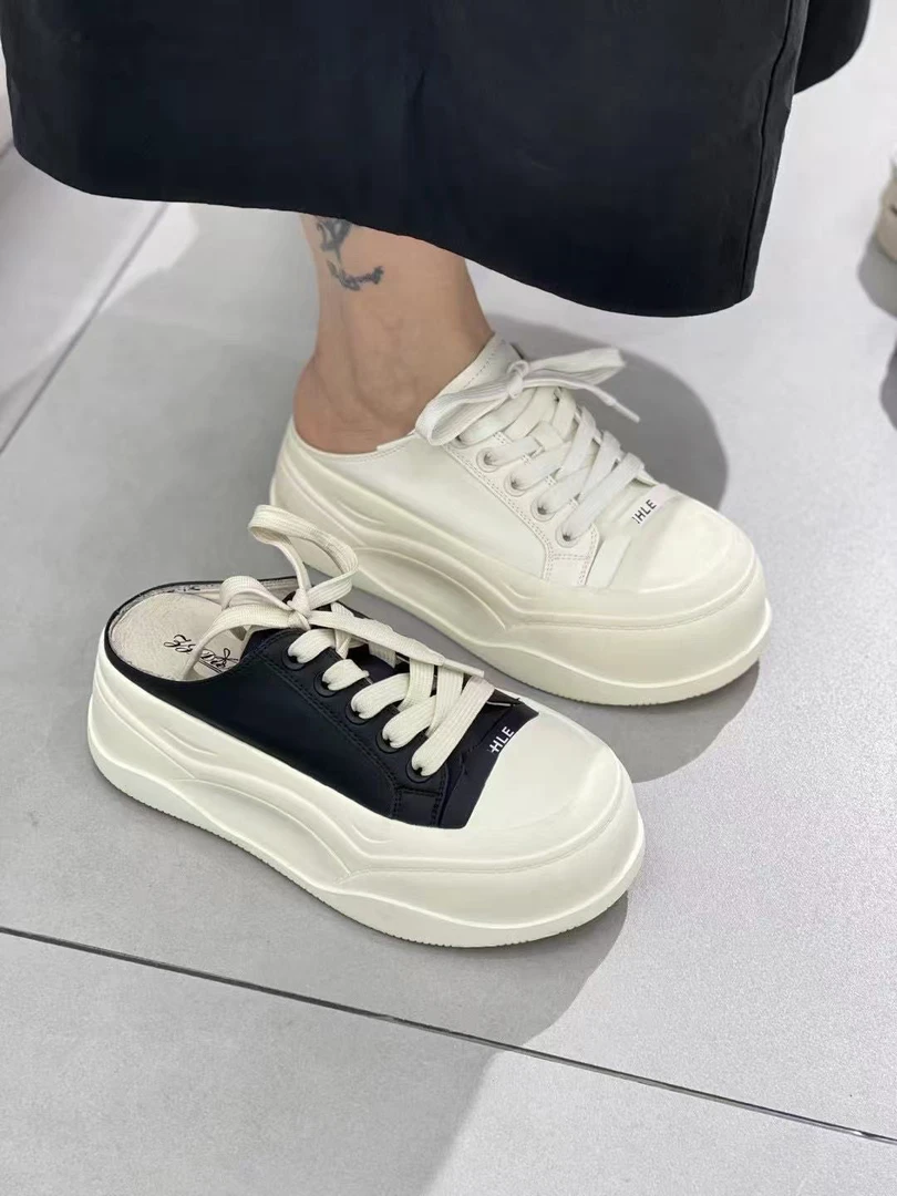 夏天热门款拖鞋厚底5cm时尚包头真皮女鞋