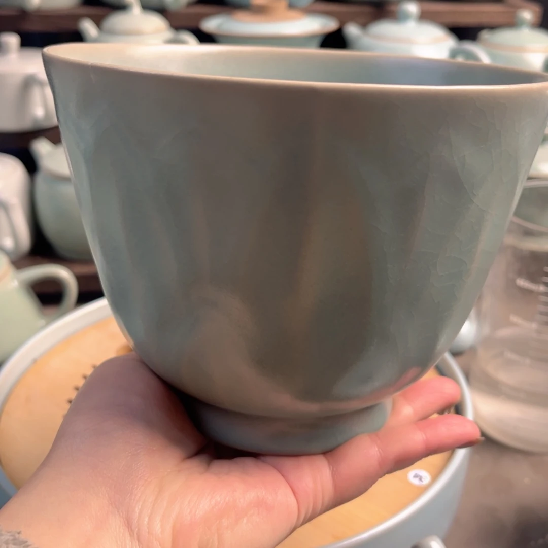 摆件陶瓷仿古釉深口莲花碗不退不换介意勿拍