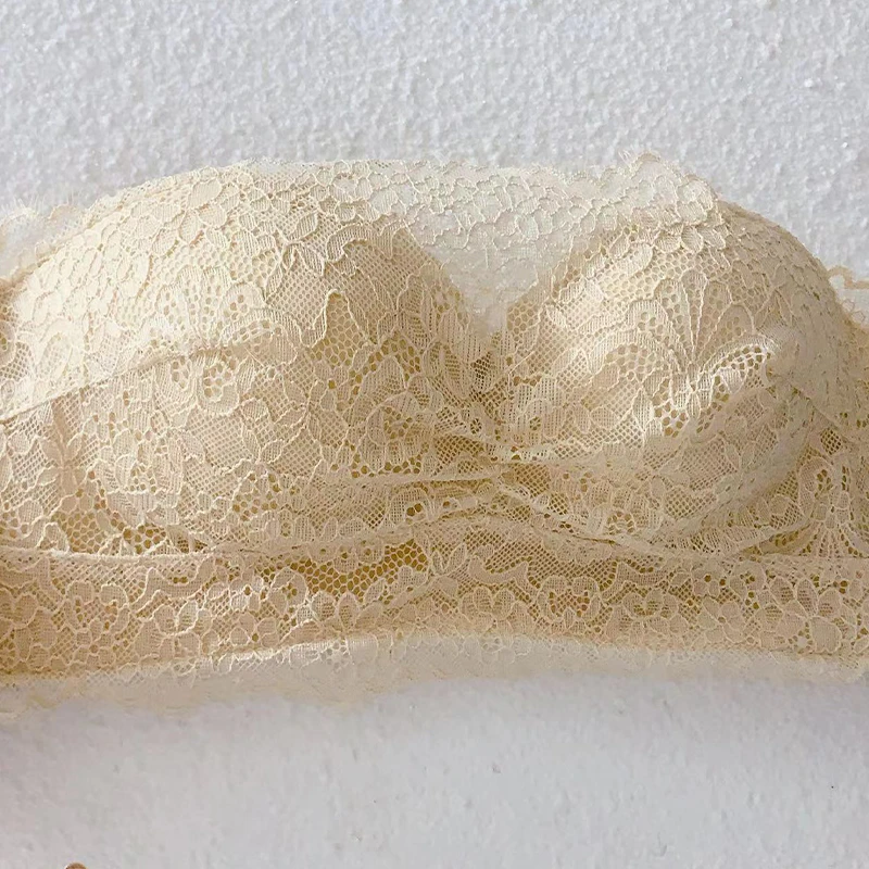 斯米莱无肩带内衣女聚拢小胸显大抹胸防滑蕾丝胸罩夏薄裹胸文胸