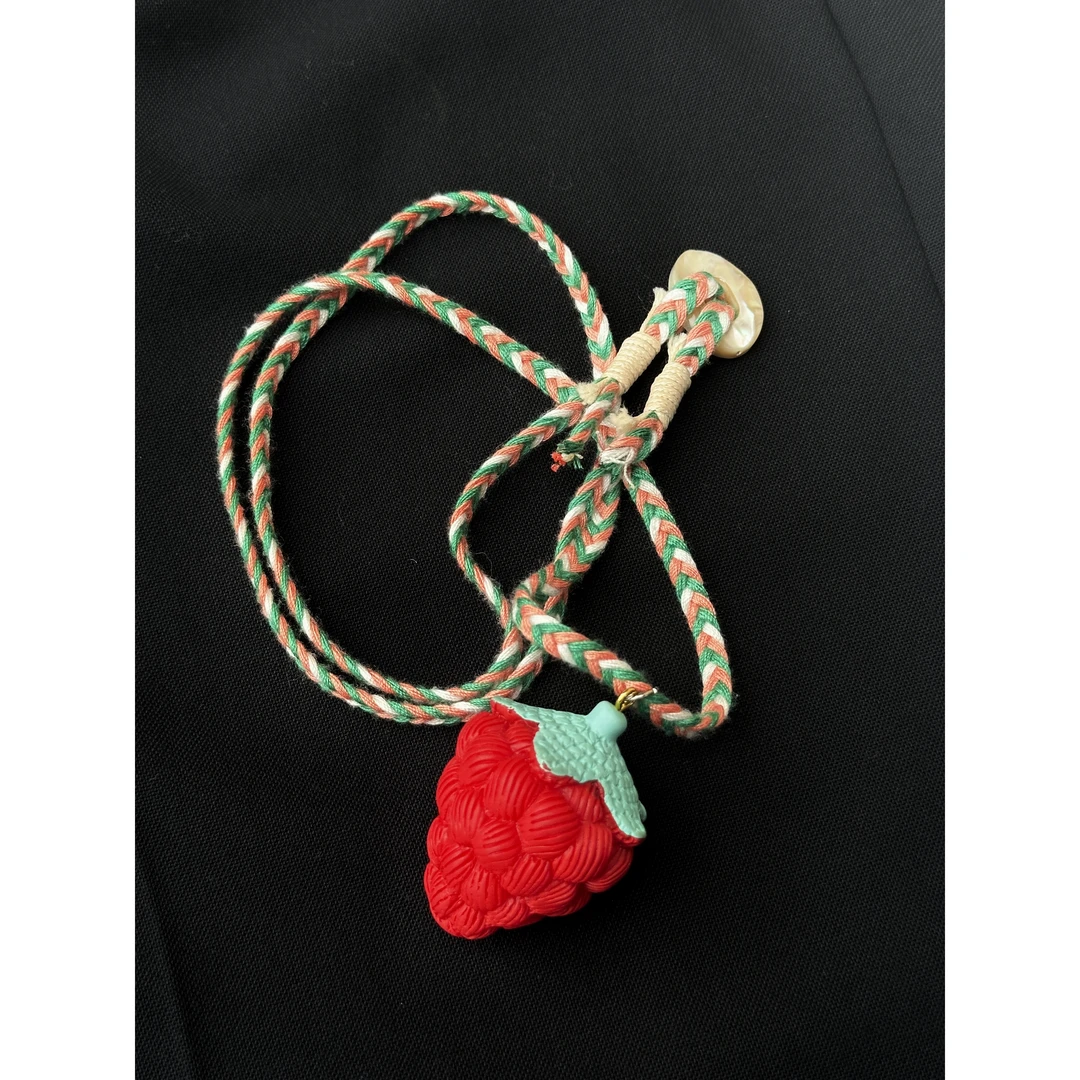 非金属棉绳项链 Without Memory 手工编织长款小众草莓项链WX678