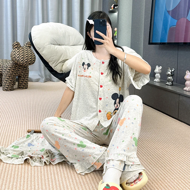 睡衣女夏季新款短袖薄款卡通休闲韩版宽松家居服套装-361（TZ）