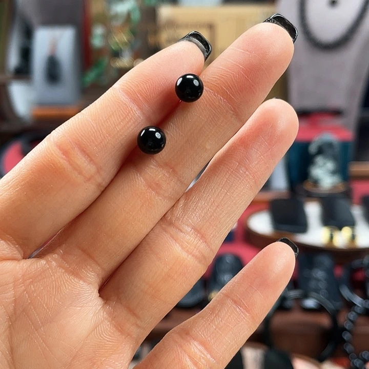 和田玉耳饰银S925镶嵌卡6