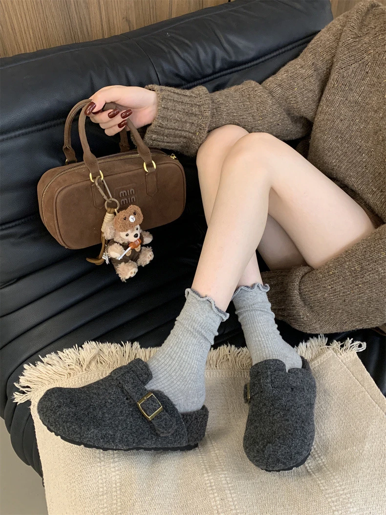 SUSU 【高版本格雷勃肯】复古毛呢加绒一脚蹬勃肯鞋 1966 四前中1