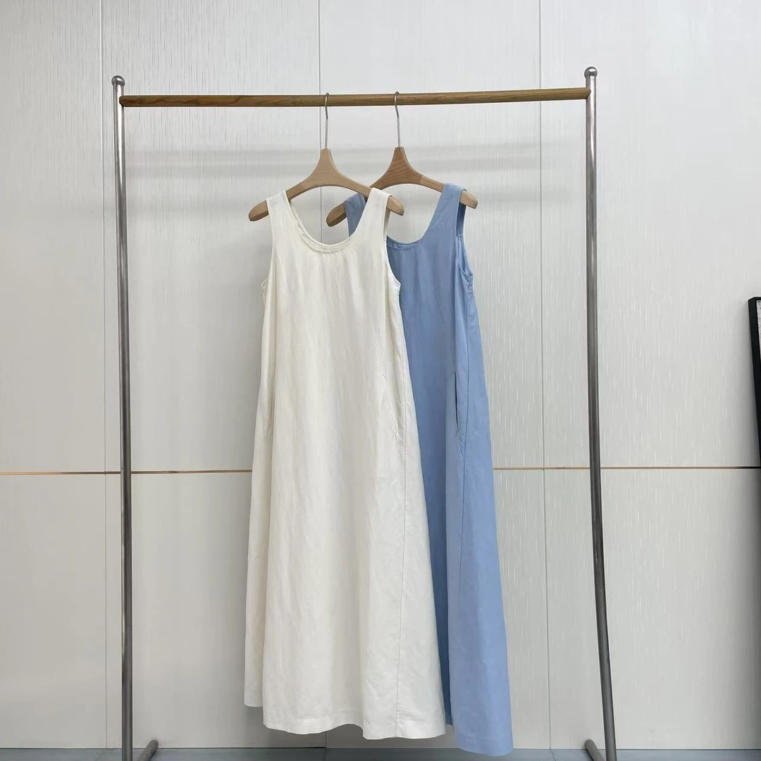 【冬姐精选】【法国进口软亚麻】绢麻绸长款连衣裙YL2401336