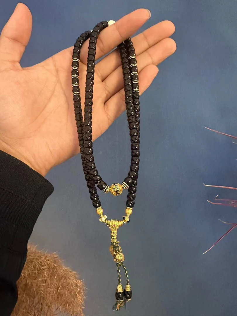 清玥出品 「纯天然椰蒂 黑金神话系列」108脖挂 7mm