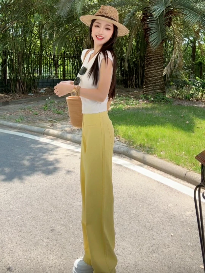 【三防天丝】春夏多巴胺色系直筒窄版阔腿裤三防天丝垂坠感牛仔裤