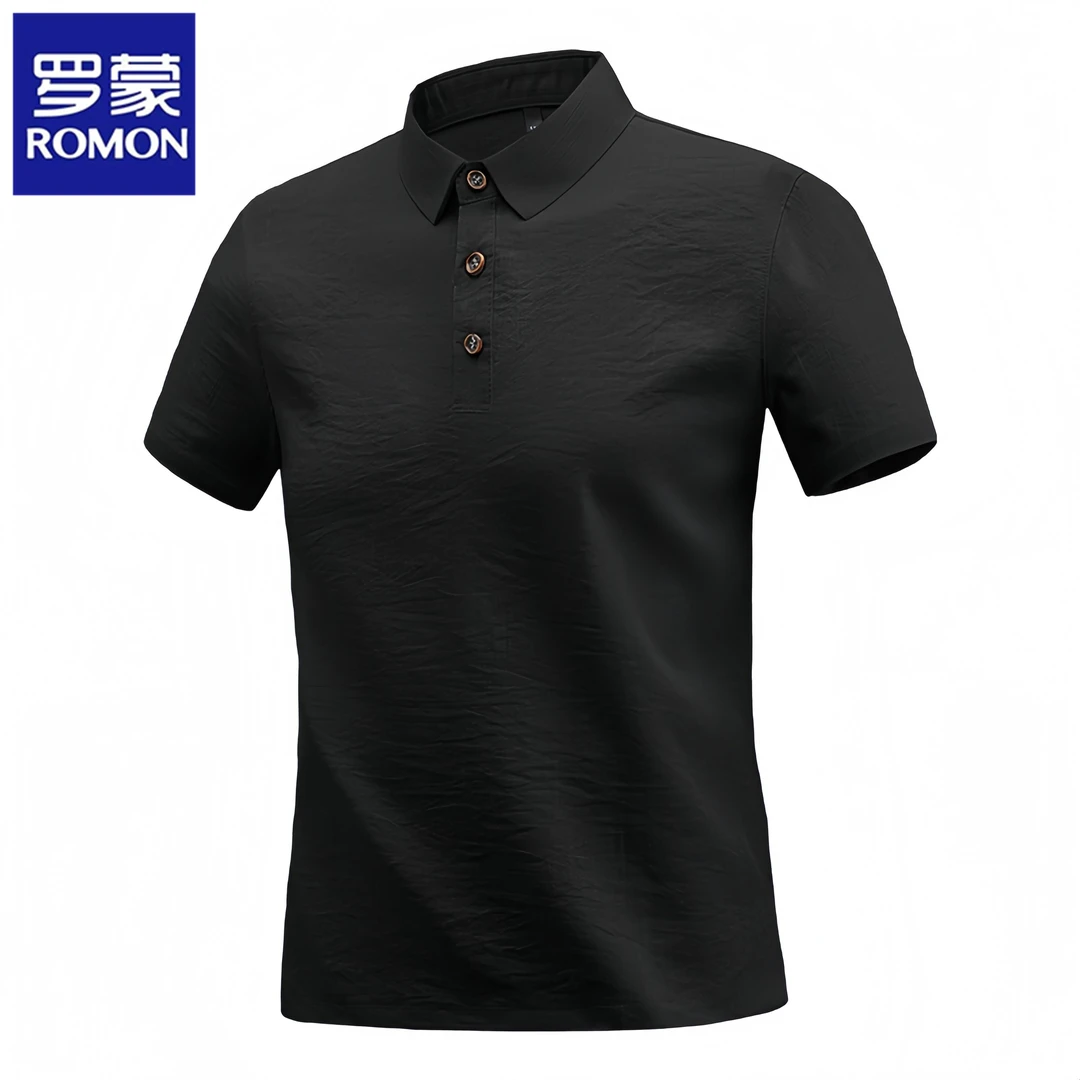 Romon/罗蒙简约百搭翻领polo衫男士潮牌薄款透气t恤夏季新款短袖