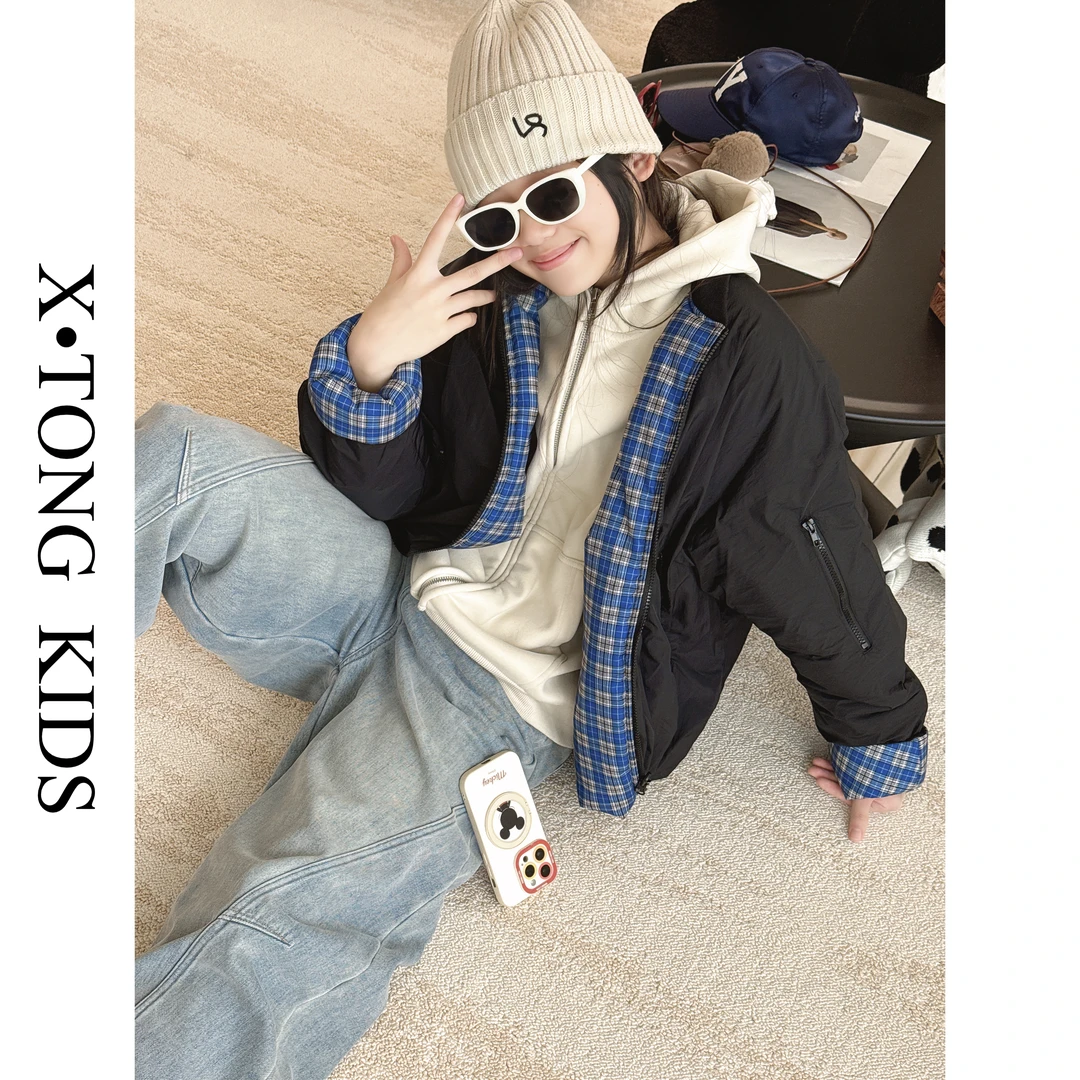 【X•TONG】双面穿简约百搭廓形夹克棉服外套 76725