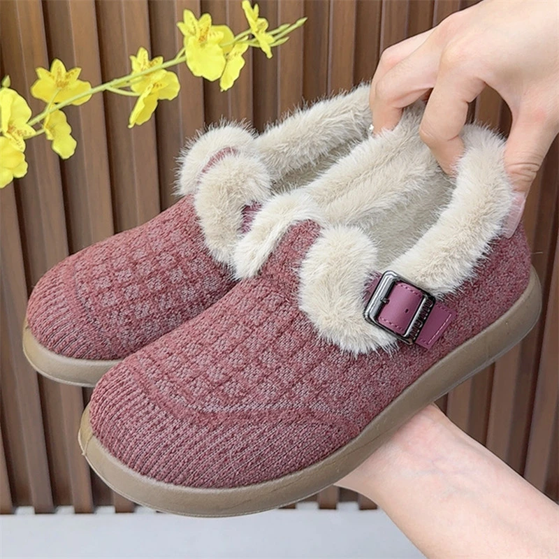 冬季勃肯加绒加厚保暖女棉鞋老北京布鞋女时尚百搭懒人一脚蹬棉鞋
