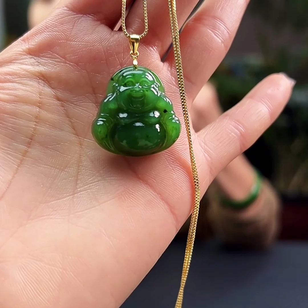 和田玉（碧玉）银S925镶嵌颈饰25