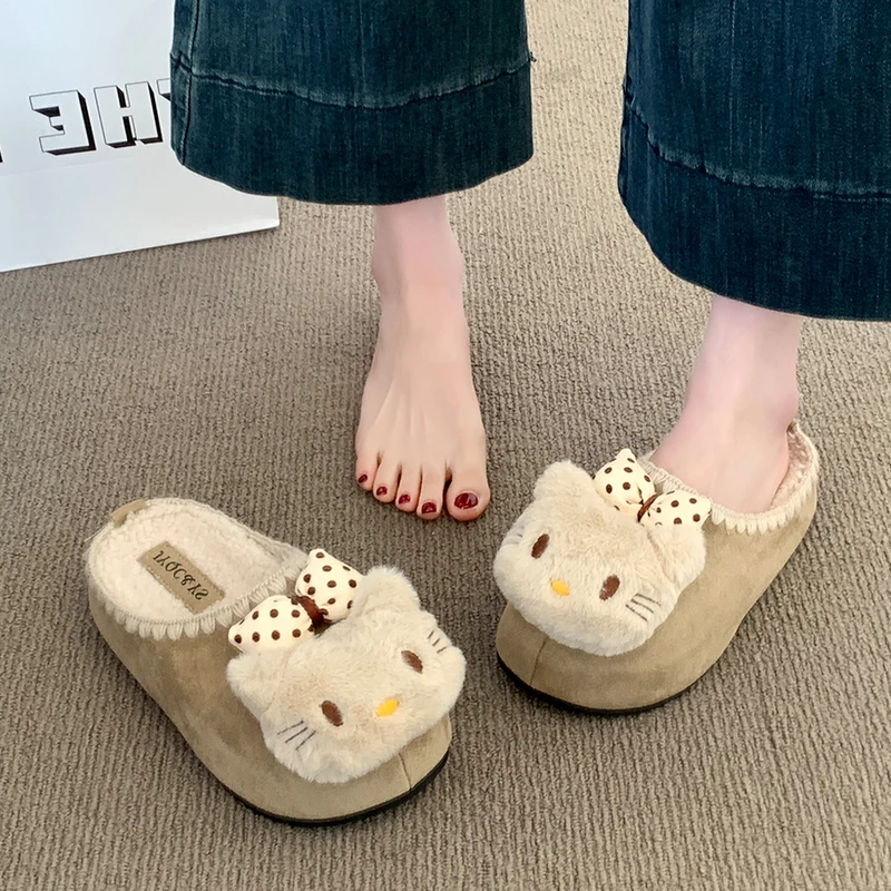 kitty可爱包头拖鞋女外穿2025秋冬季新款厚底勃肯拖鞋