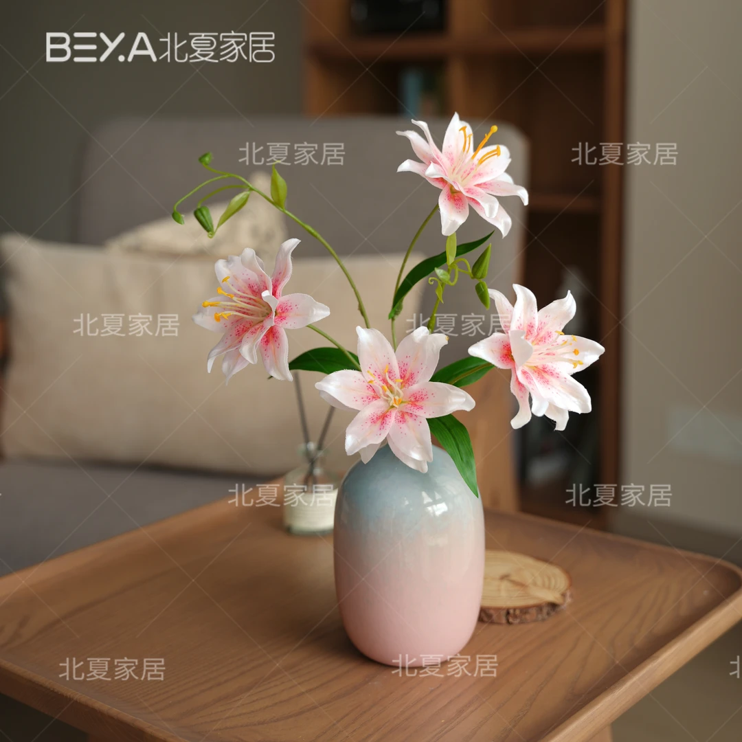 玄关仿真花束摆件百合花假花干花花束客厅摆设餐桌花花艺摆件