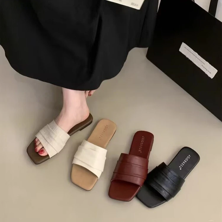 【轻奢】夏季平底休闲拖仙女风一字拖2025网红爆款外穿拖鞋百搭软底