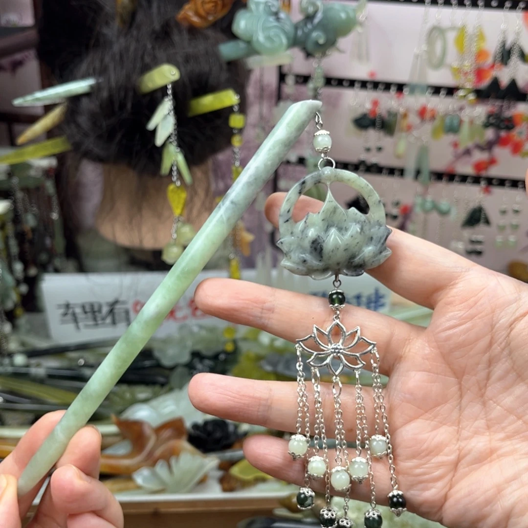 岫玉未镶嵌发饰长度18厘米左右的