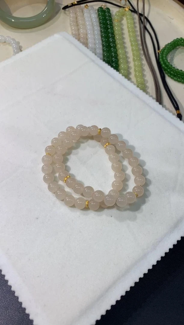 和田玉手串-18K金-约卡8mm-GG1510-BK|BHT6