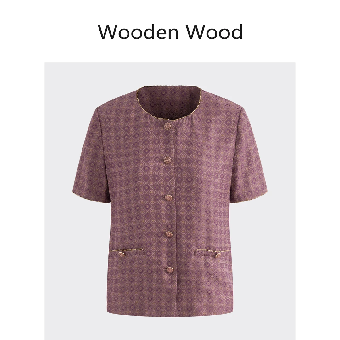 Wooden Wood“唐韵”中式复古提花6A桑蚕丝香云纱外套W25XS529