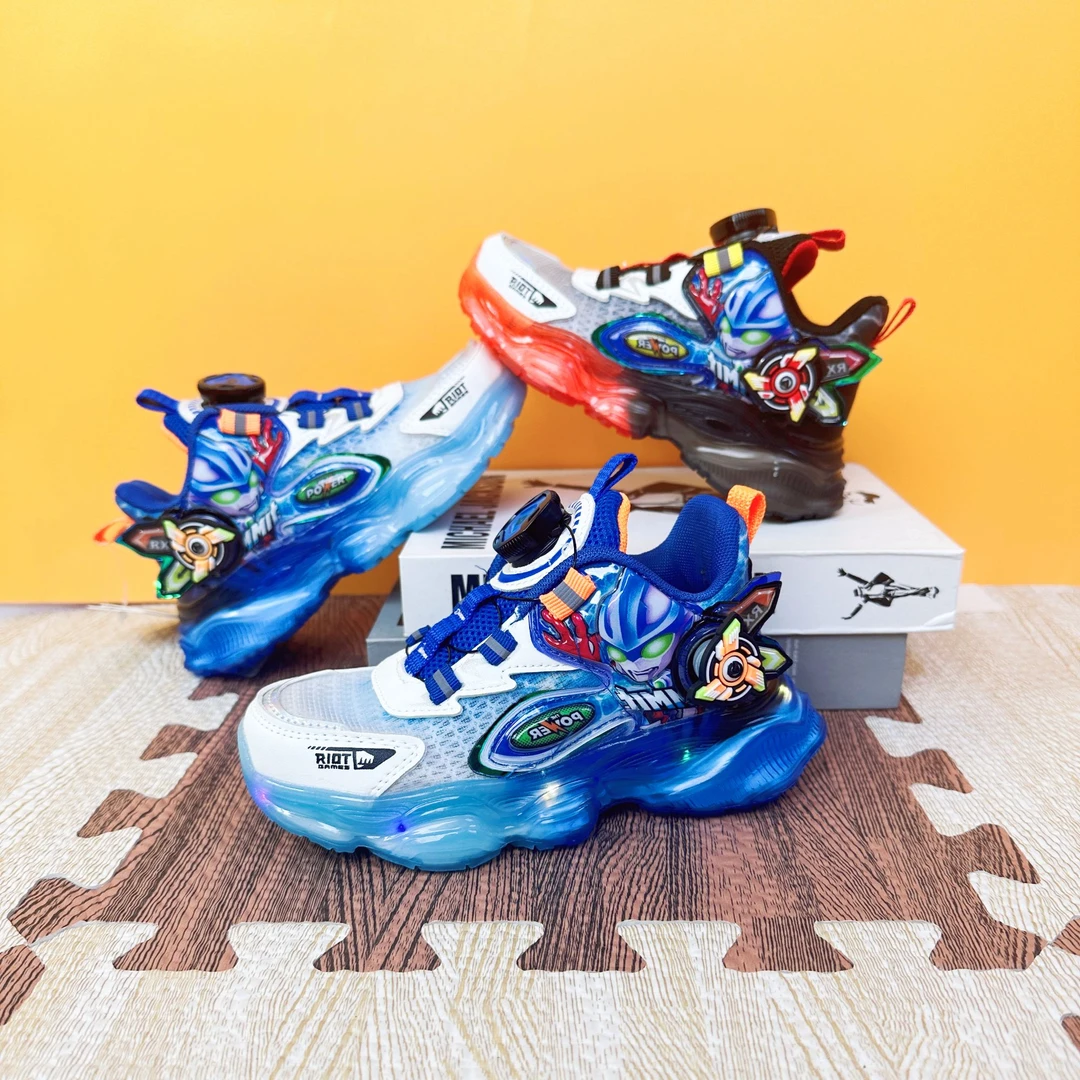 奥特曼品牌男童鞋春夏透气单网面儿童鞋子发光男孩亮灯宝宝运动鞋