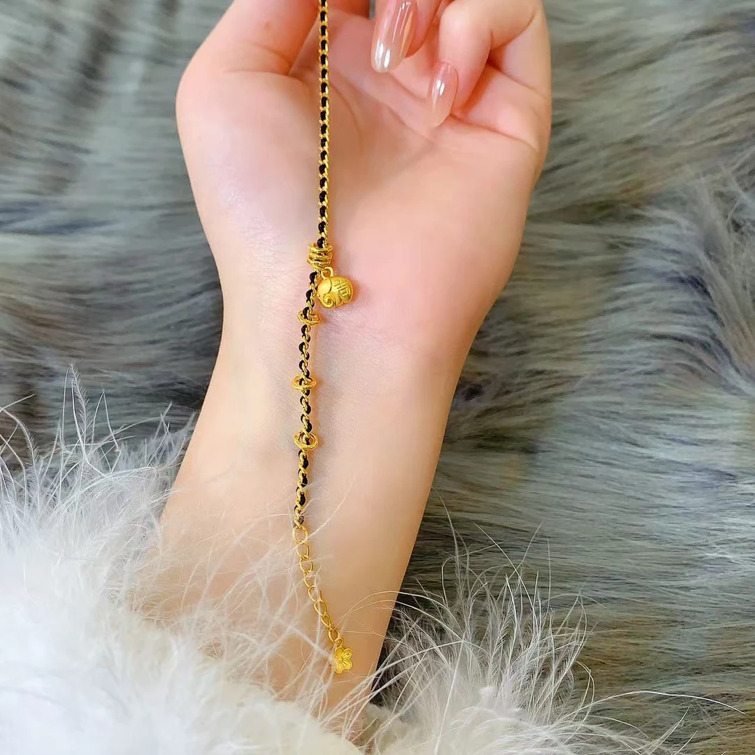 【伟新源】足金999 古法工艺 吉象盘缠黑绳7.11克（16+2cm）