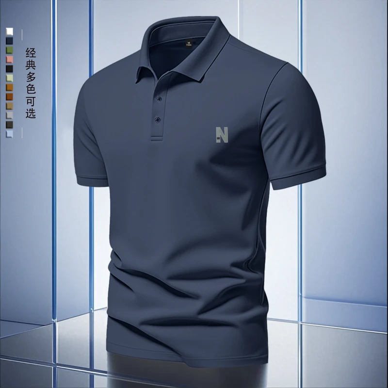 男士复古 潮流纯色百搭基础款夏季新款透气休闲翻领短袖T恤POLO衫