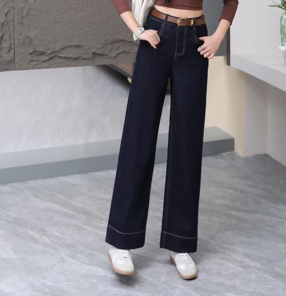 九分阔腿牛仔裤女2025年春季新款高腰显瘦宽松休闲小个子直筒裤子